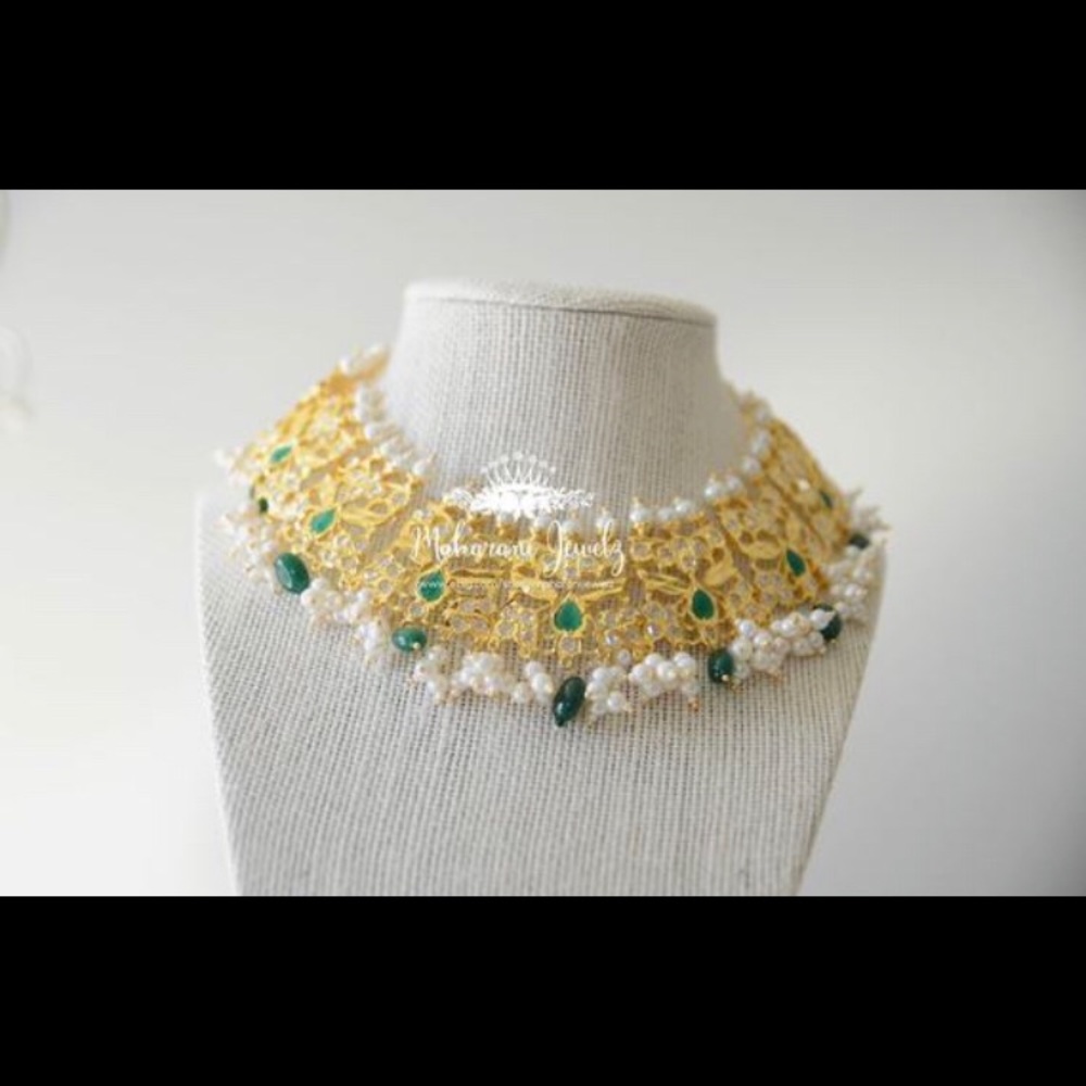 Gold plated polki kundan Bollywood necklace